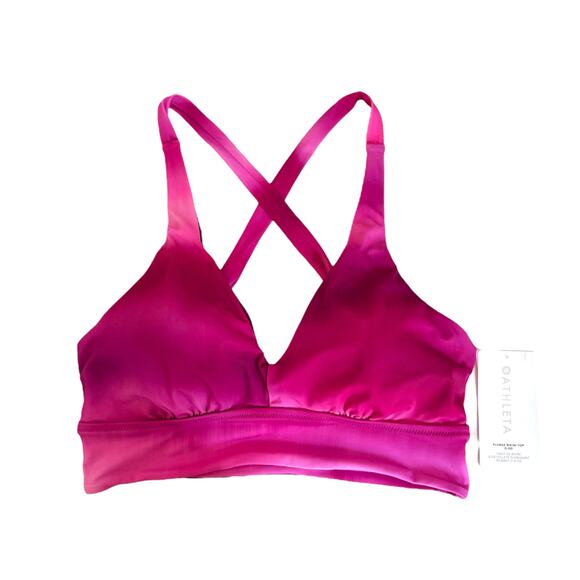 NWT Athleta Plunge Bikini Top D-DD in Surf Blur Fushsia Size L - Picture 3 of 10